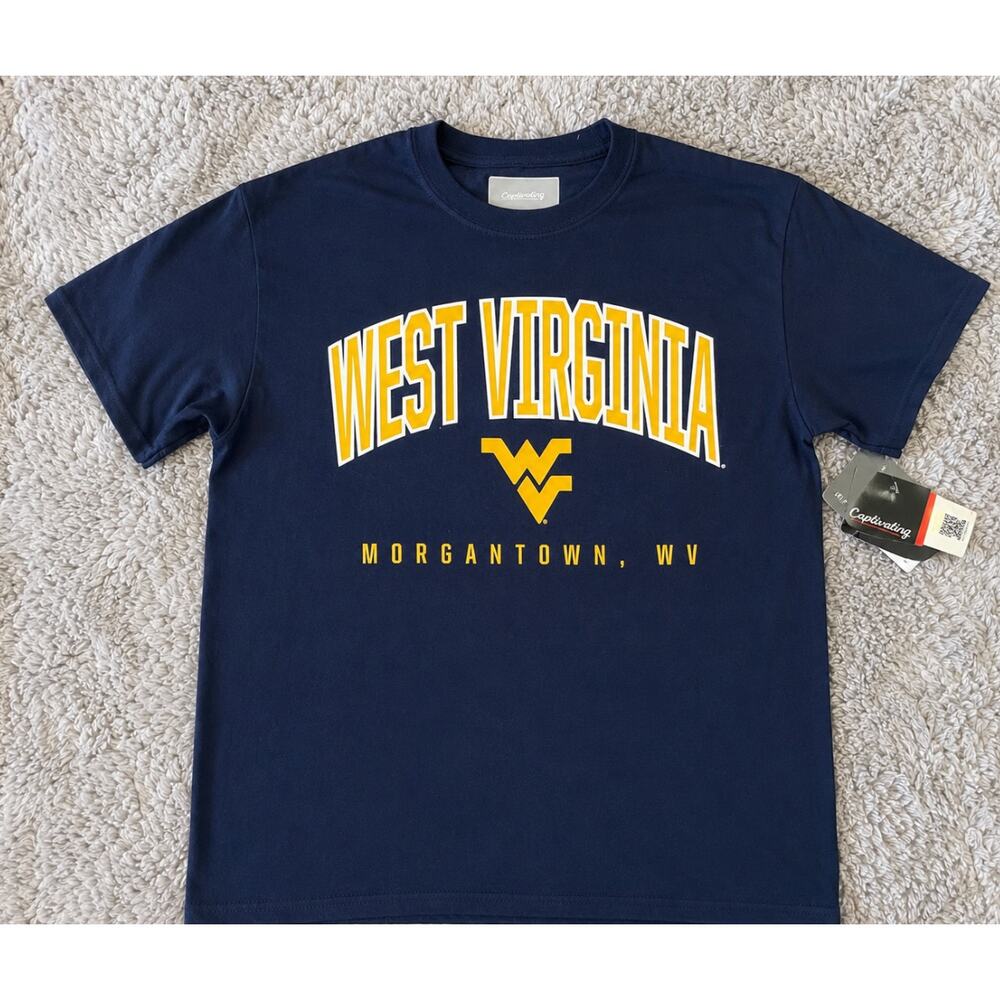 West Virginia Mountaineers T Shirt Mens Small Navy Blue Morgantown WV NWT